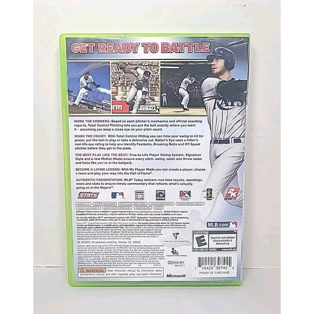Major League Baseball 2K10 (Microsoft Xbox 360, 2010) CIB